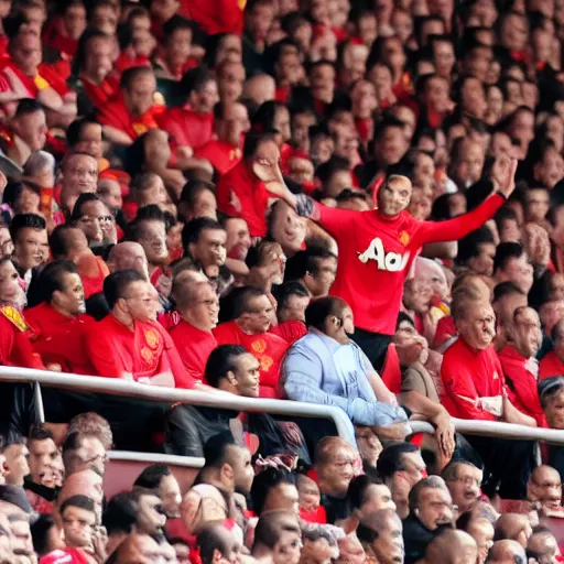 Image similar to akshay kumar sitting in a manchester united game crowd hd photorealistic