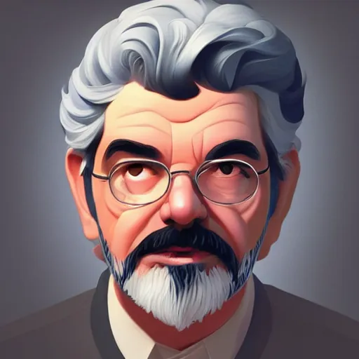 Image similar to face icon stylized minimalist george lucas, loftis, cory behance hd by jesper ejsing, by rhads, makoto shinkai and lois van baarle, ilya kuvshinov, rossdraws global illumination