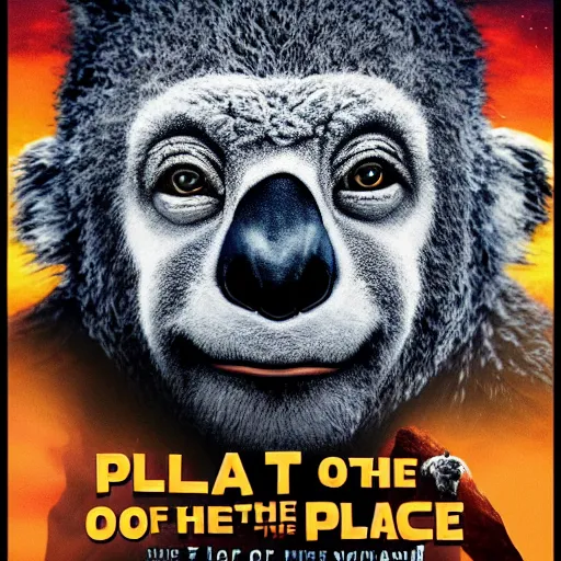 Prompt: planet of the koalas in the style of the movie poster of planet of the apes, movie poster, high quality, intricate detail