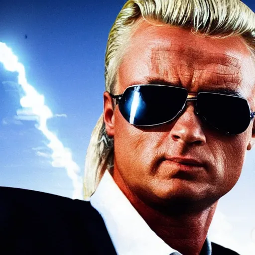 Image similar to geert wilders as terminator, movie poster