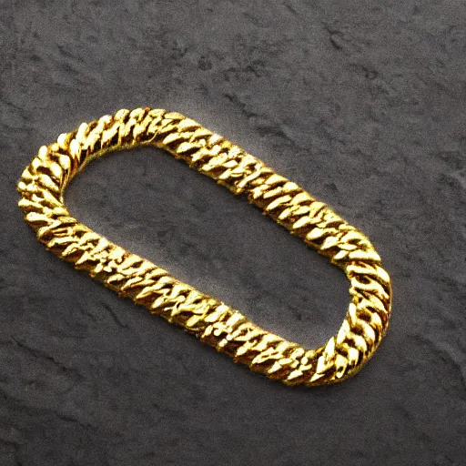 Prompt: a diamond studded gold chain, in hot lava