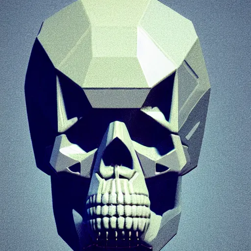 Image similar to portrait of cybernetic overlord of the metaverse, skull, hard clay, ceramics, reflections, ambient occlusion, raytracing, unreal engine 5, 8 - bit, by beeple