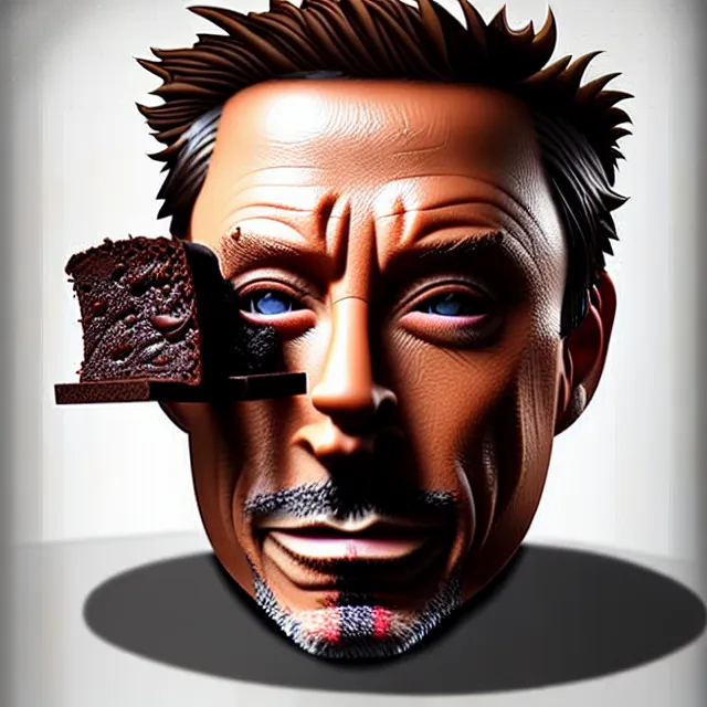 Image similar to epic professional digital art of robert downie jr. in the shape of a brownie, award winning food photo,, artstation, cgsociety, epic, stunning, gorgeous, much wow, much detail