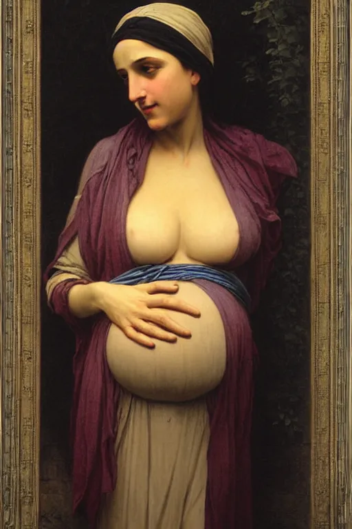 Image similar to pregnant woman under street light by Edwin Long, Bouguereau, Rutkowski