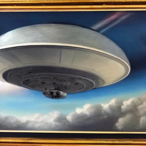 Image similar to ufo seen in the sky, cloudy, hyperrealist, very detailed,