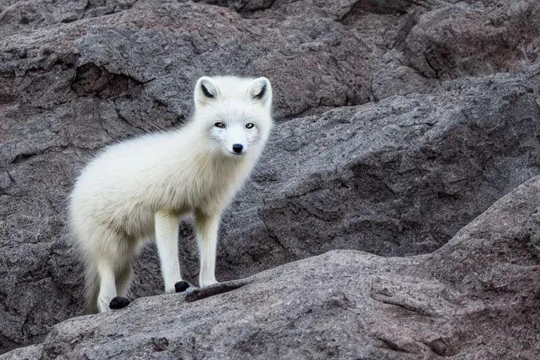 Image similar to beautiful arctic fox, XF IQ4, 150MP, 50mm, f/1.4, ISO 200, 1/160s, natural light, Adobe Photoshop, Adobe Lightroom, DxO Photolab, Corel PaintShop Pro, symmetrical balance, depth layering, polarizing filter, Sense of Depth, AI enhanced