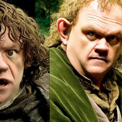 Prompt: john c. reilly as a hobbit in lord of the rings