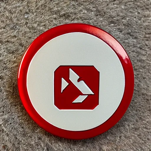 Image similar to an award - winning photo of a retro minimalistic clean fire warning enamel pin