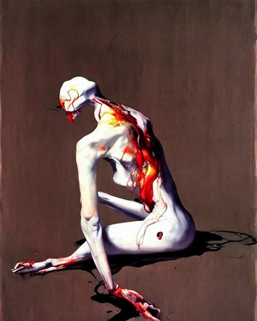 Prompt: you have to pull the feet to break the neck. in the style of adrian ghenie, esao andrews, jenny saville, edward hopper, surrealism, dark art by james jean, takato yamamoto