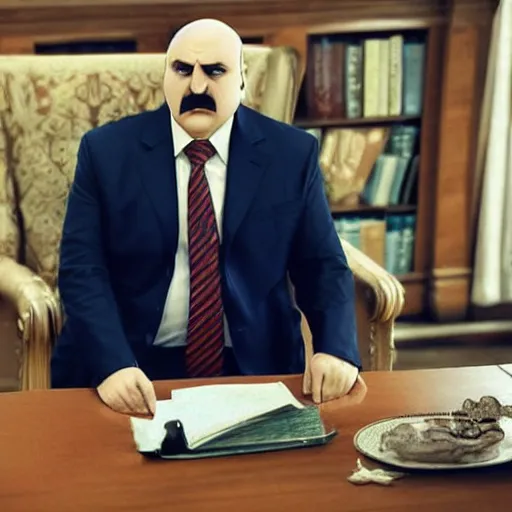 Image similar to Alexander Lukashenko as Gru from Despicable Me, cinematic still