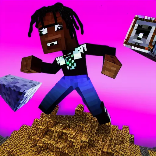 Image similar to Lil Uzi Vert throwing a tantrum because he dropped his diamonds in the lava while playing minecraft