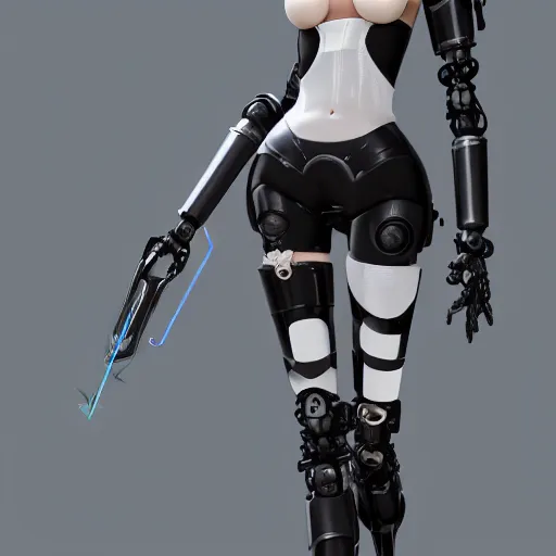 Image similar to showcase of a new female robot companion modeled after 2B nier automata, 4k, realistic, unreal engine render, trending in artstation, artstationHD, artstationHQ