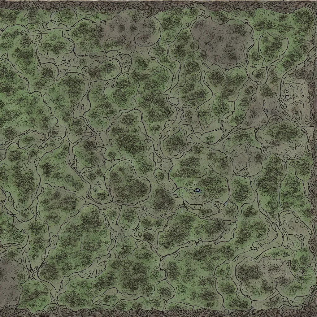 Image similar to a ttrpg map of a moonlit clearing in the woods, gridless, beautiful, 8 k, high quality digital art