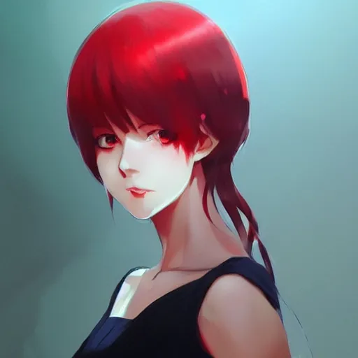 Prompt: style illustration of red!!! red!!!!!red!!!!!!!!! made by krenz cushart ilya kuvshinov