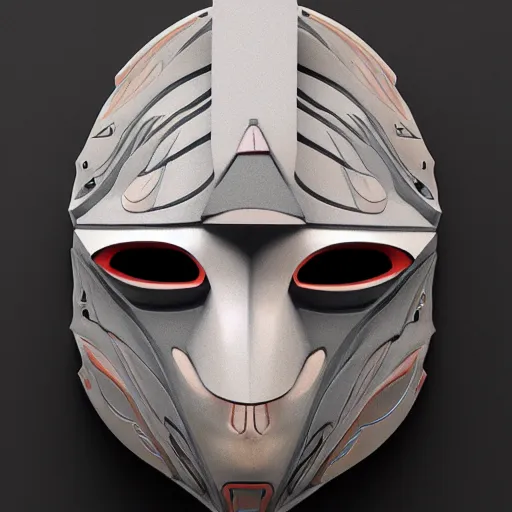 Prompt: a science fiction original concept mask symmetric