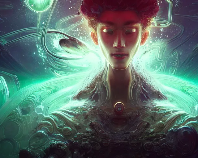 Image similar to mage who prohibits nephrite, intricate abstract. intricate artwork, by tooth wu, wlop, beeple, dan mumford. concept art, octane render, trending on artstation, greg rutkowski very coherent symmetrical artwork. cinematic, key art, hyper realism, high detail, octane render, 8 k, iridescent accents
