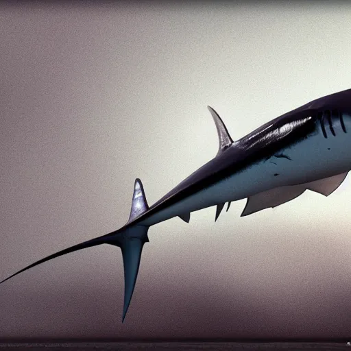 Image similar to bio - mechanical cyberpunk mako shark, zbrush, 4 k render, cinema 4 d octane, contrapposto, fantasy