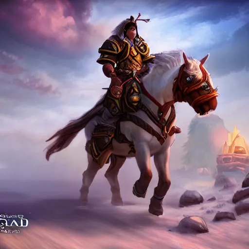 Prompt: a boy riding a horse, blizzard warcraft art, concept art, incredibly highly detailed and realistic, 8 k, sharp focus, studio quality