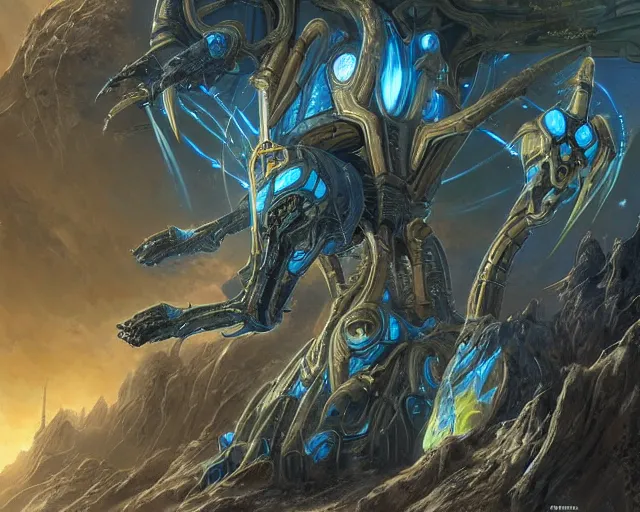 Prompt: immortal neuron, alien utopia, holy place, protoss!!!!, starcraft, intricate, scifi, space, highly detailed, art by roberto digiglio and furio tedeschi and filippo ubertino