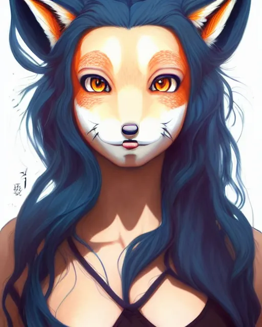 A furry half wolf and half fox Bacon Hair Girl by Marie49400 on