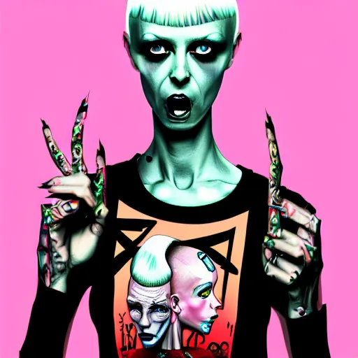 Image similar to Die antwoord, digital art, trending on artstation