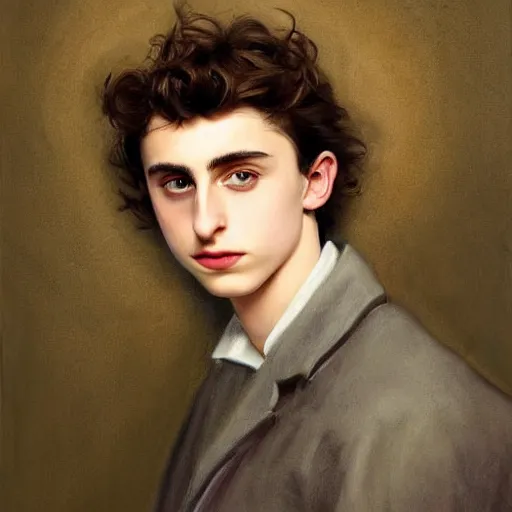 Prompt: poster portrait of timothee chalamet by ludwig hohlwein