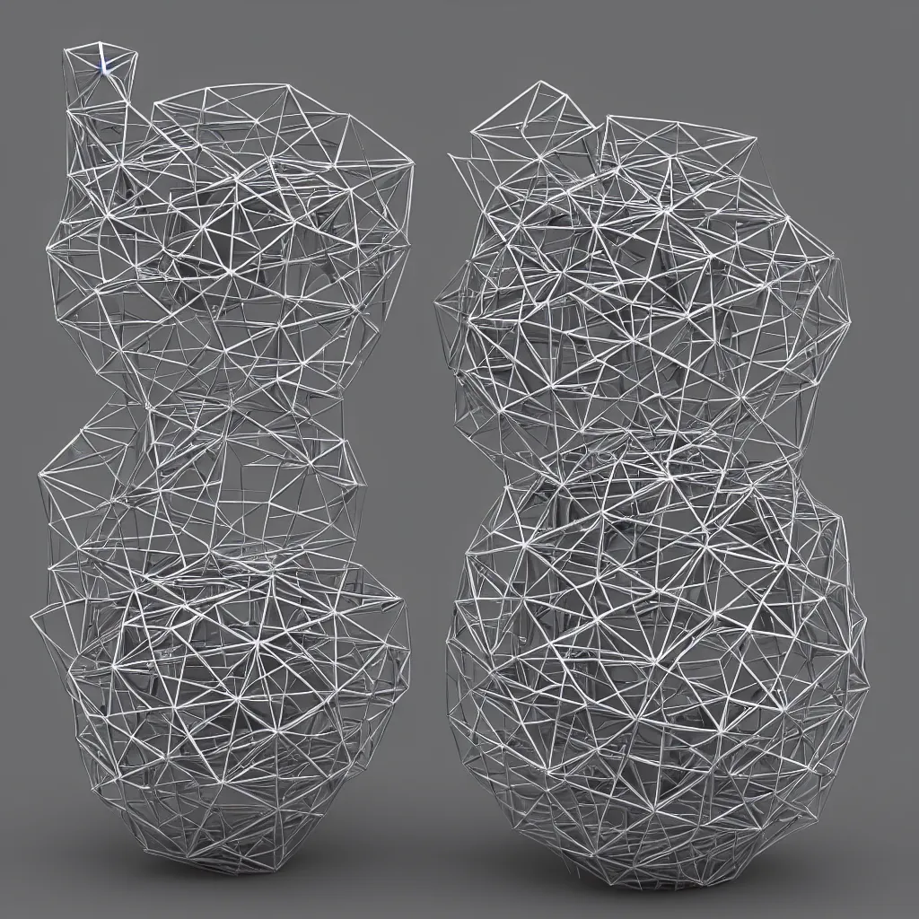 Image similar to 3 d render of a wireframe of melted platonic solids, sculpture, chrometype, liquid metal, neotribal, raytraced, volumetric lightning, 8 k, by zhelong xu, tooth wu, wlop, ouchh and and innate studio