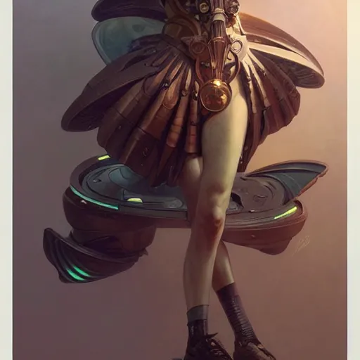 Image similar to futuristic sneakers, steampunk, sculpture, concept art, smooth, sharp focus, illustration, art by artgerm and greg rutkowski and alphonse mucha