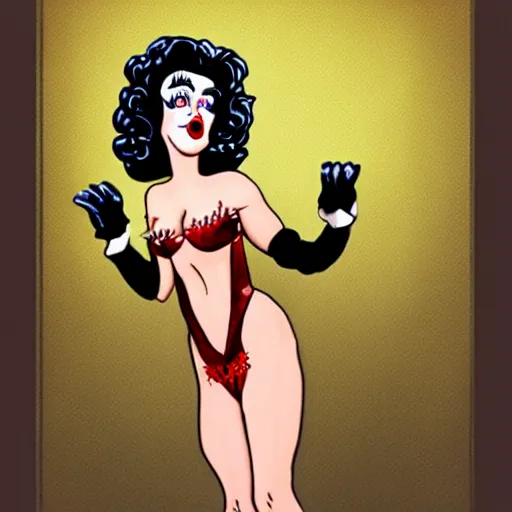 Prompt: Dr. Frank N Furter as a Betty boop cartoon