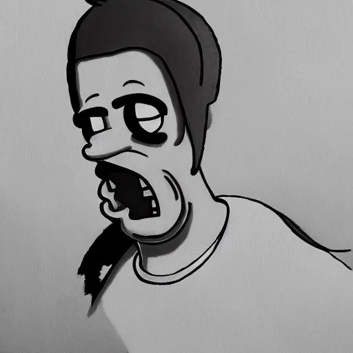 Prompt: homer simpson walking dead game telltale, gigachad black and white trending on artstation, painted by greg rutkowski