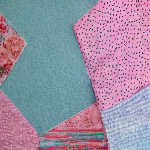 Image similar to of a piece of fabric made out of many layers, puffy, pinks and blues