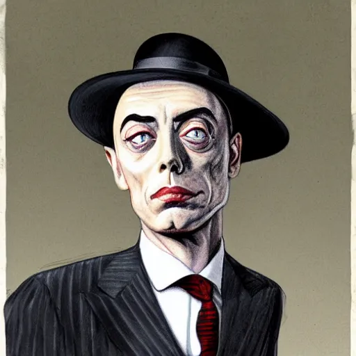 Image similar to buster keaton drawn by mort drecker