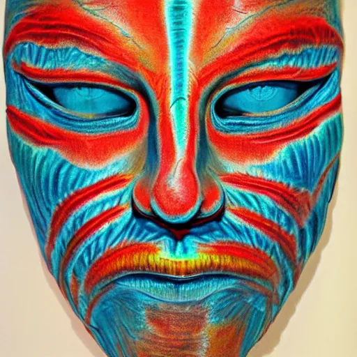 Image similar to monster mask by alex grey