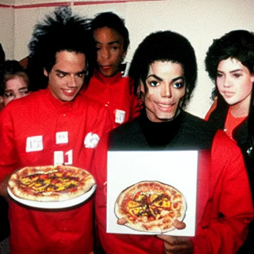 Image similar to michael jackson hanging out at pizza hut