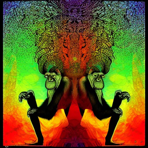 Image similar to stoned ape theory, psilocybin mushrooms, abstract, evolution