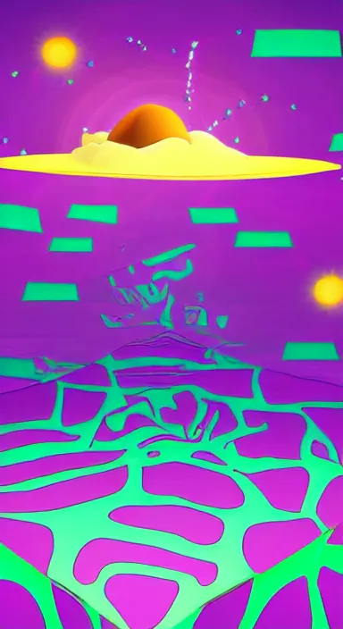 Image similar to purple floating island with lasers cartoon app background artwork, digital art, award winning