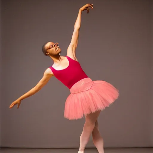 Image similar to Samuel L. Jackson as a ballerina, dancing gracefully, studio lighting