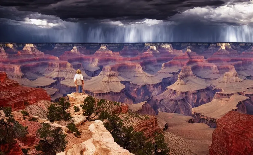 Prompt: the faces of heroic native american leaders carved into the grand canyon, dramatic sky, epic environment and background, cinematic