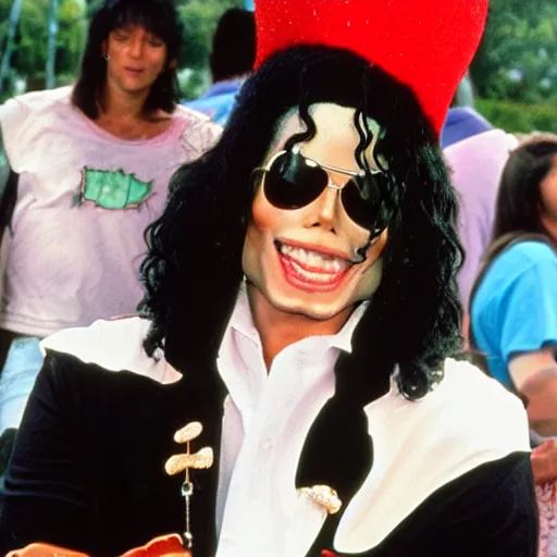 Prompt: michael jackson hanging out at disney world
