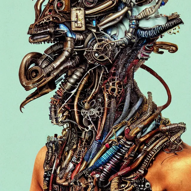 Image similar to profile portrait of a dragon, computer parts, mechanical parts, by giuseppe arcimboldo, steampunk, cyberpunk, futuristic, psychedelic, surreal, sci - fi, vaporwave, alien, dreamlike.