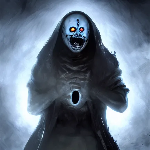 Prompt: photorealistic dark fantasy concept art of ultra horror nightmare sans with his eye glowing, and a hole in his chest, dynamic lighting, stunning visuals, ray tracing, beautiful scenery, cinematic, full body portrait, ultra detailed, hyper detail, stunning detail