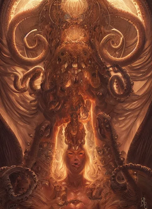 Image similar to digital _ painting _ of _ lovecraftian gods _ by _ filipe _ pagliuso _ and _ justin _ gerard _ symmetric _ fantasy _ highly _ detailed _ realistic _ intricate _ port