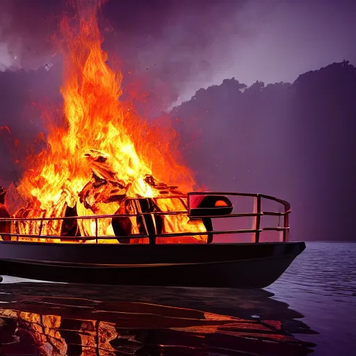 Image similar to A Bored Ape Yacht Club NFT burning in a pit of fire, photo, cinematic, 8k