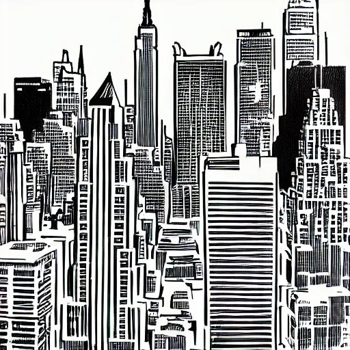 Image similar to new york city skyline in comic book style, dot shaded, high detail, art by stan lee