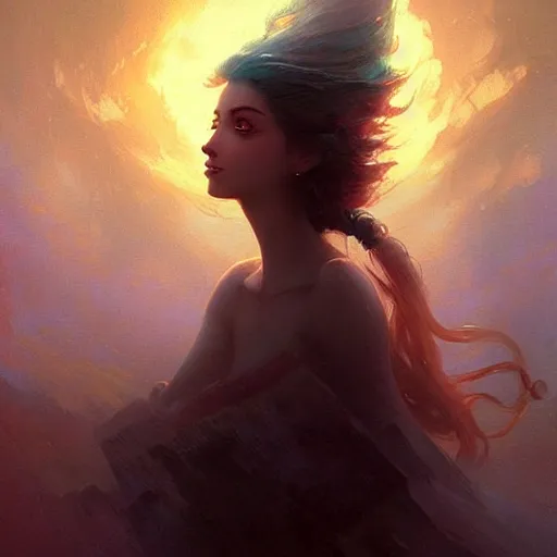 Prompt: ''cinematic shot'' anime demi - human creature with beutiful face and hair dressed like a princess made by ivan aivazovsky, peter mohrbacher, greg rutkowski volumetric light effect broad light oil painting painting fantasy art style sci - fi art style realism premium prints available artwork unreal engine