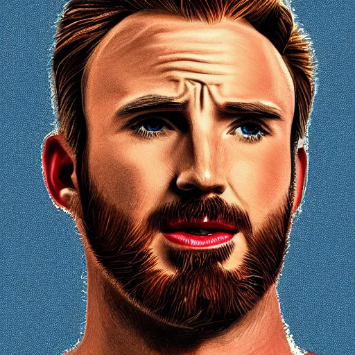 Image similar to portrait of chris evans, highly detailed, centered, solid color background, digital painting