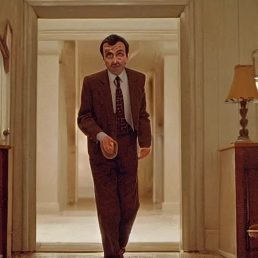 Image similar to A still of Mr Bean in The Shining