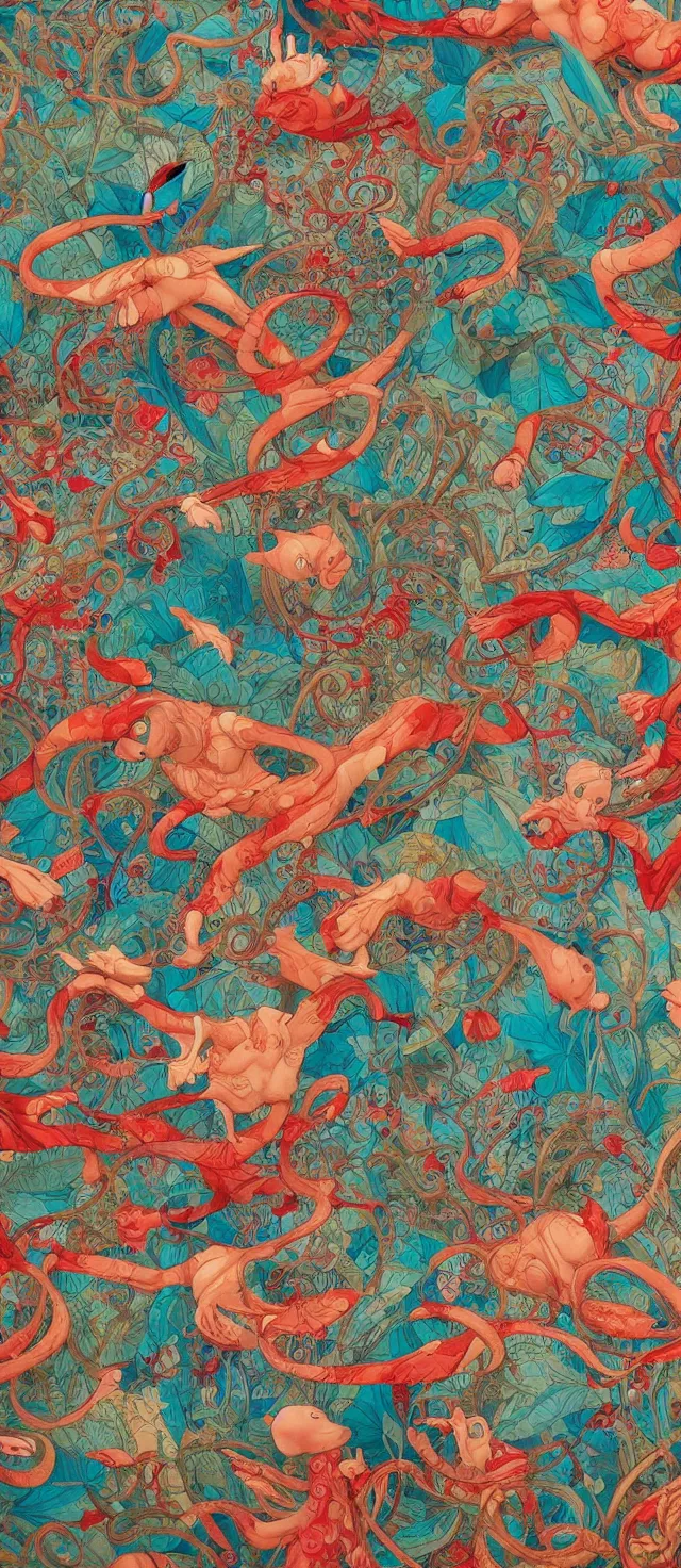 Image similar to by james jean, high quality masterpiece painted, detailed patterned background, 4 k, trending on artstation, octane render,