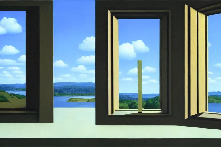 Image similar to the window by rene magritte, detailed painting, hd, hq, high resolution, high detail, 4 k, 8 k