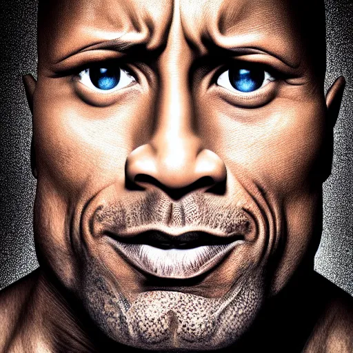 Image similar to dwayne johnson with really narrow eyes, portrait, studio photography, studio lighting, high detail, 8 k